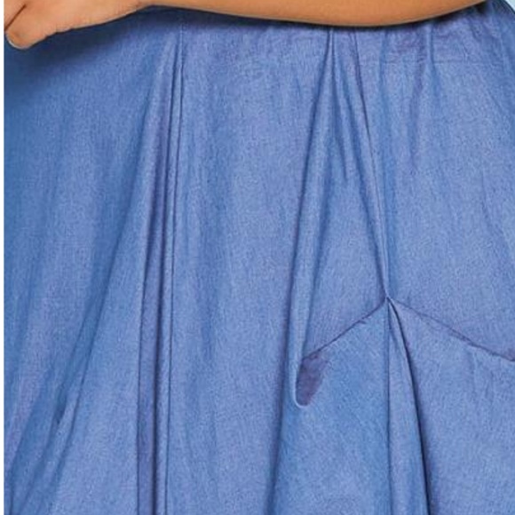 Plus Size Denim Flowing Maxi Skirt - Picture 2 of 5